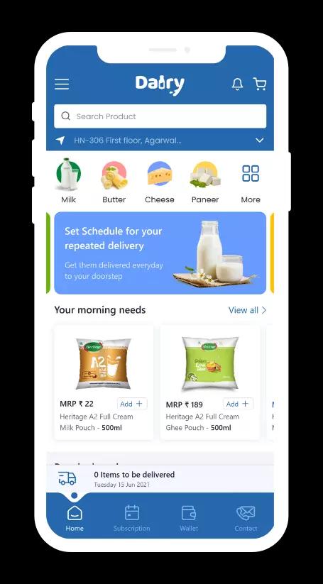 Milk Delivery App mobile view