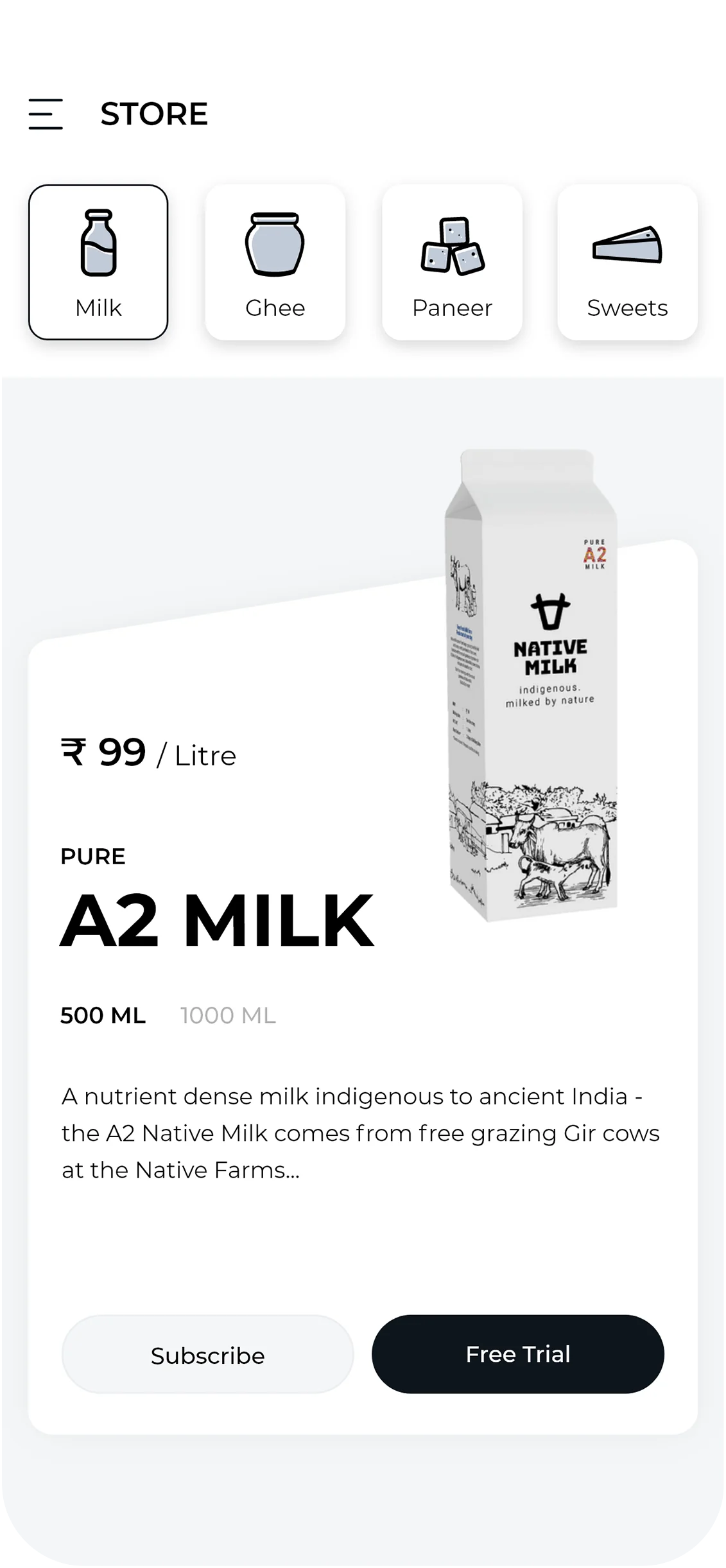 Native Milk screen 2