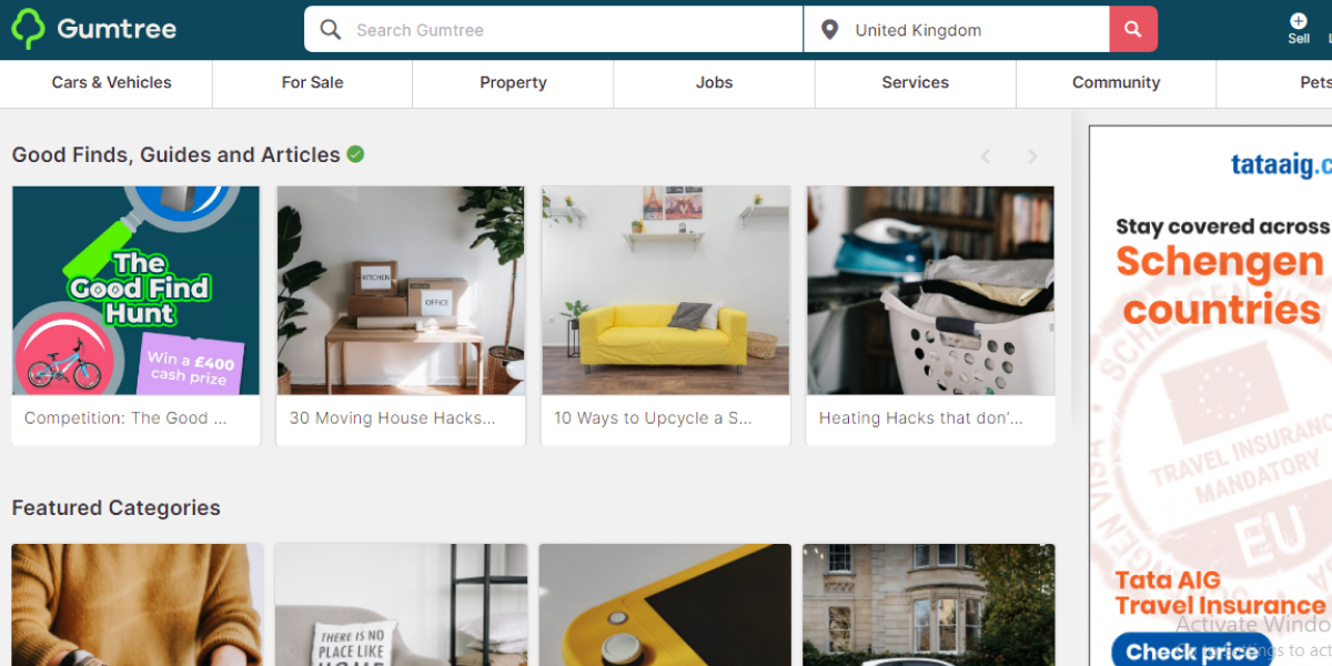 Visit the Gumtree website