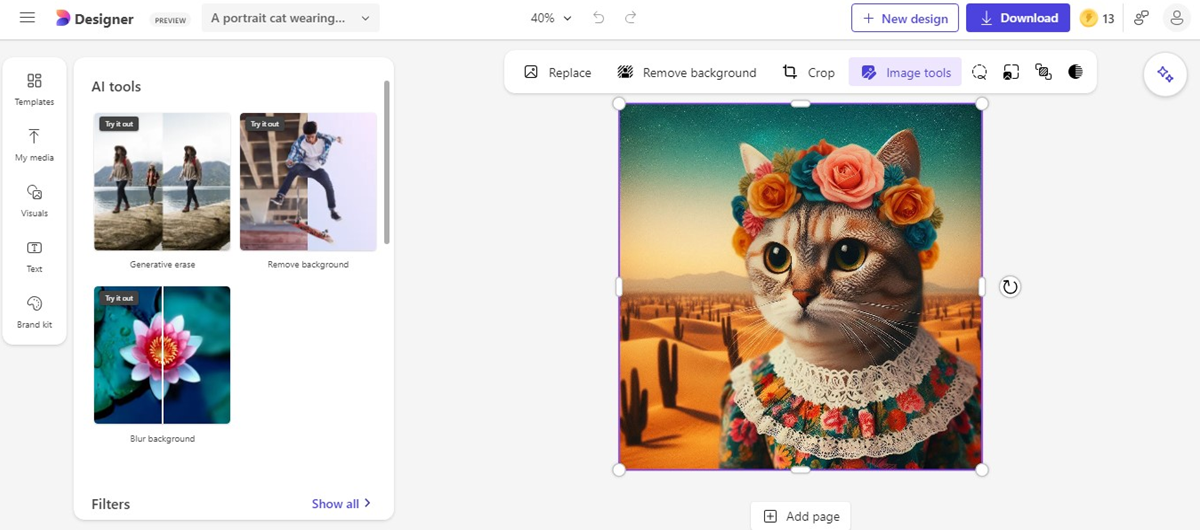 Edit your photo on Bing Image Creator