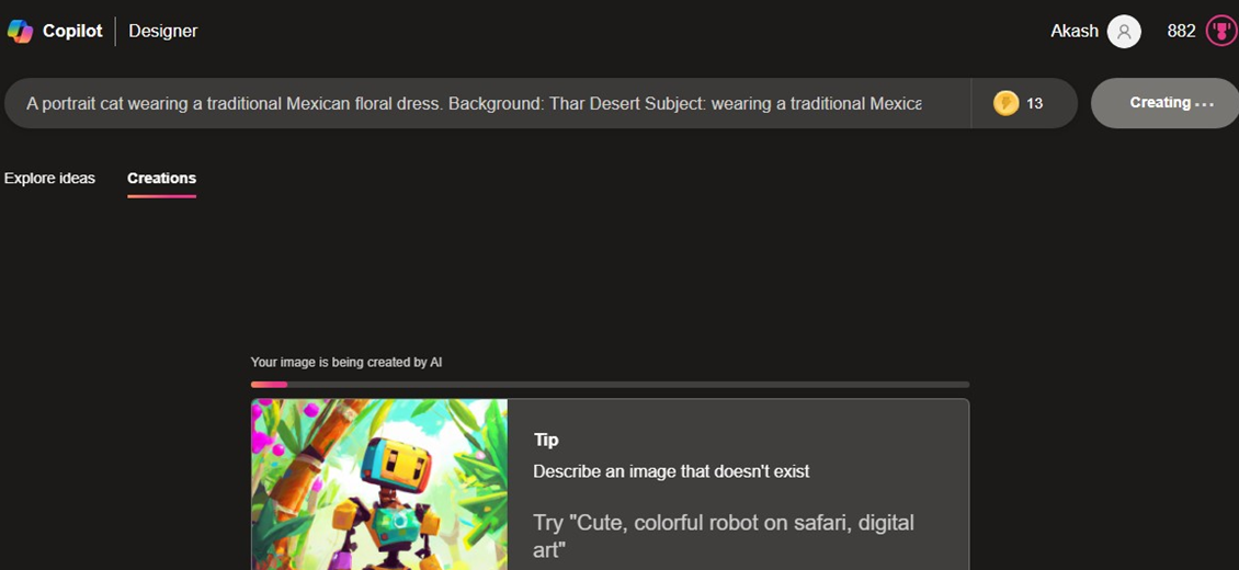 Sample prompt for Bing Image Generator